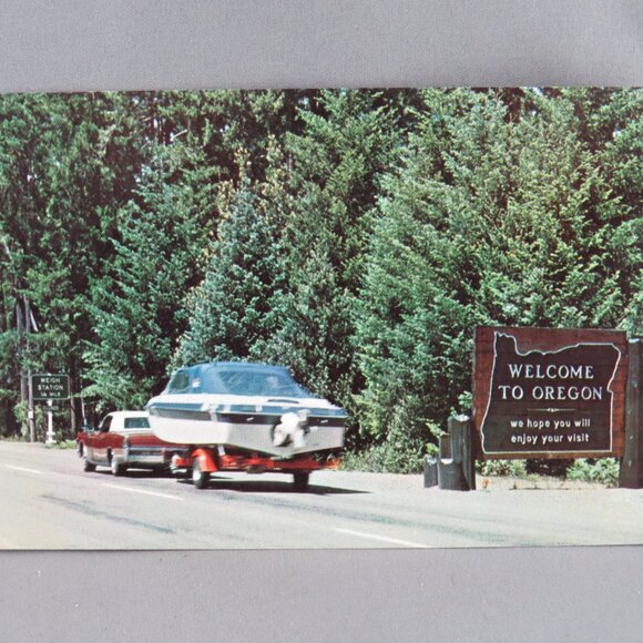 Vintage Postcard - Welcome to Oregon Road Sign - Canyon Publishing Co - Picture 1 of 4